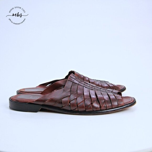 Cole Hann Woven Leather Slip On Sandals Brown‎ Men 13 main image 6